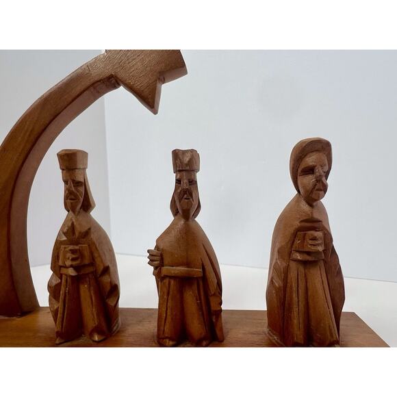 Hand Carved Wood Wise Men, Christmas Star, Nativity, 6” - Picture 2 of 8